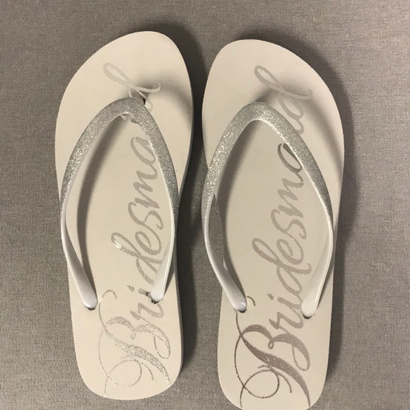 silver bridesmaid flip flops